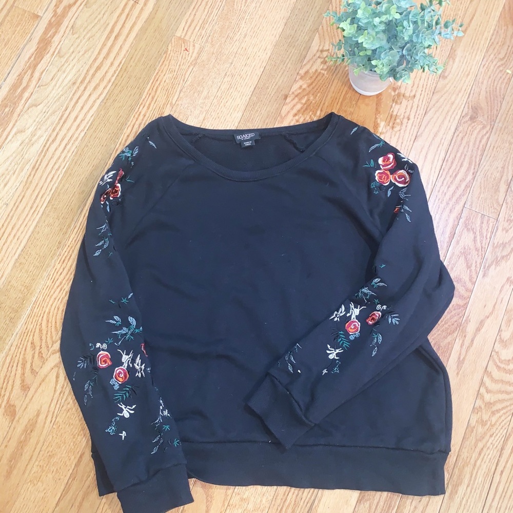 Soaked in Luxury Sweater With Floral Sleeves